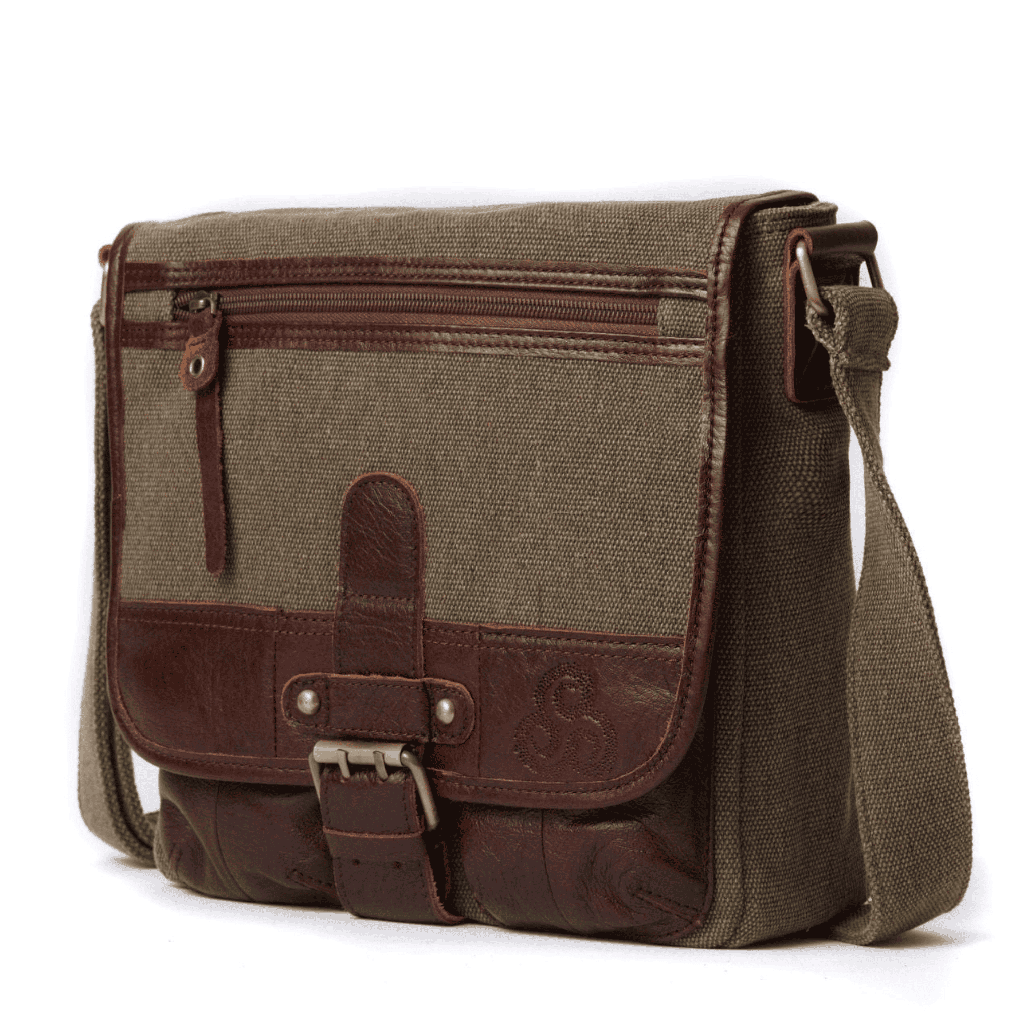 Aran Woollen Mills Single buckle Irish tweed and leather bag