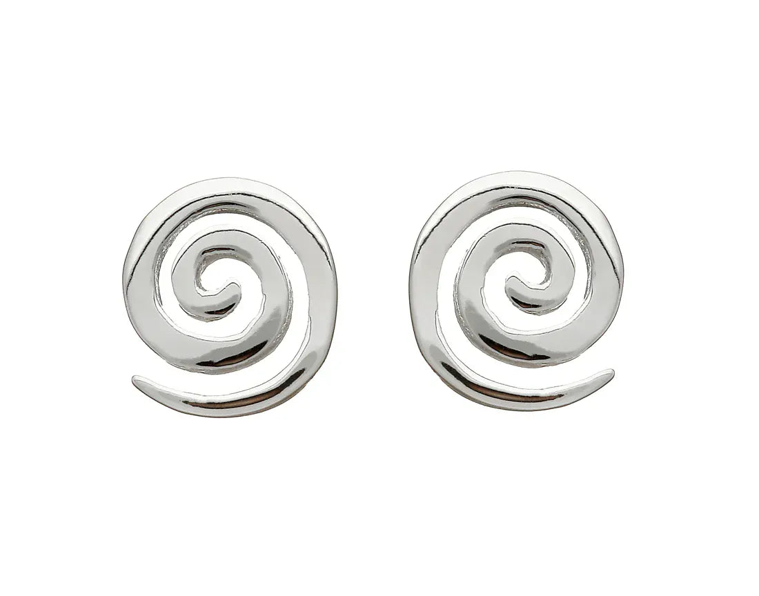 Woods Celtic Jewellery Spiral Stud Earrings - Sterling Silver
