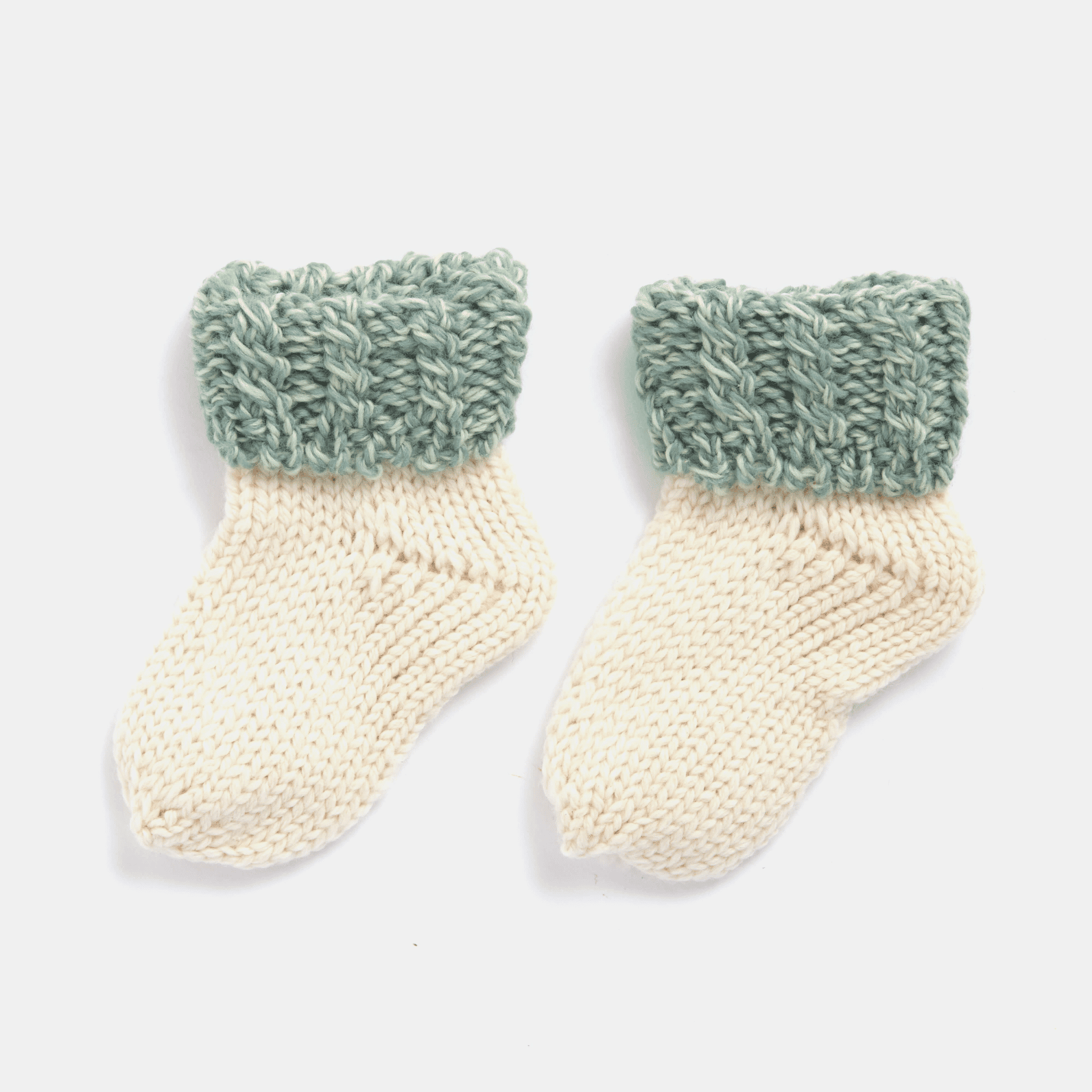 Aran Woollen Mills Supersoft Merino Baby Socks with Green Trim
