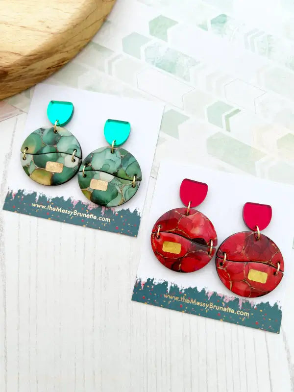 The Messy Brunette The Messy Brunette - Alcohol Ink Earrings in Red
