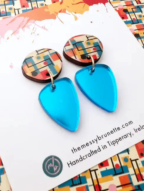 The Messy Brunette The Messy Brunette - Behaus Inspired Mini Drop Earrings Blue