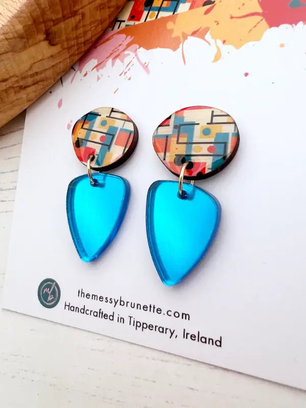 The Messy Brunette The Messy Brunette - Behaus Inspired Mini Drop Earrings Blue