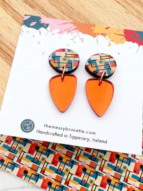 The Messy Brunette The Messy Brunette - Behaus Inspired Mini Drop Earrings Orange