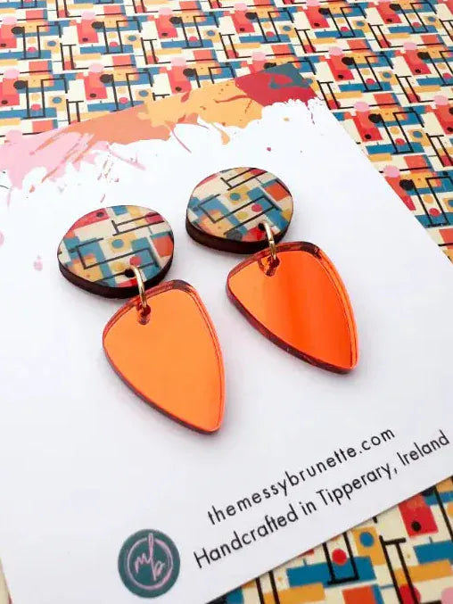 The Messy Brunette The Messy Brunette - Behaus Inspired Mini Drop Earrings Orange
