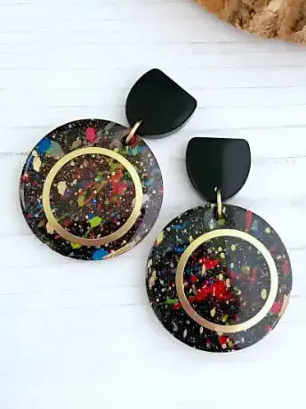 The Messy Brunette The Messy Brunette - Black Paint Splatter Earrings