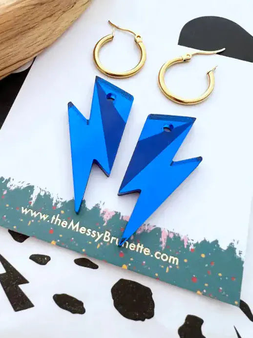 The Messy Brunette The Messy Brunette - Blue Bolt Hoop Earrings