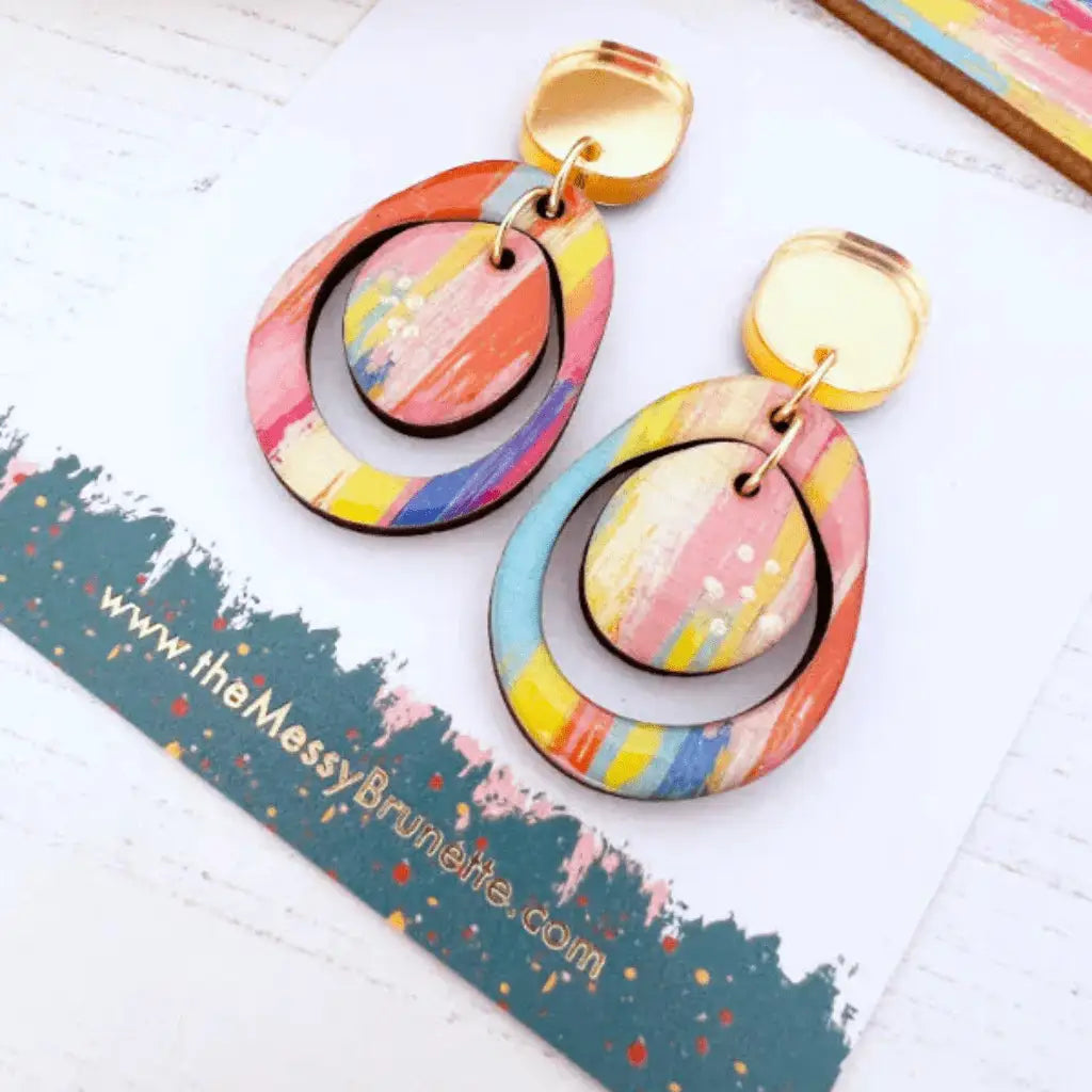 The Messy Brunette The Messy Brunette - Colourful Paint Stripe Earrings
