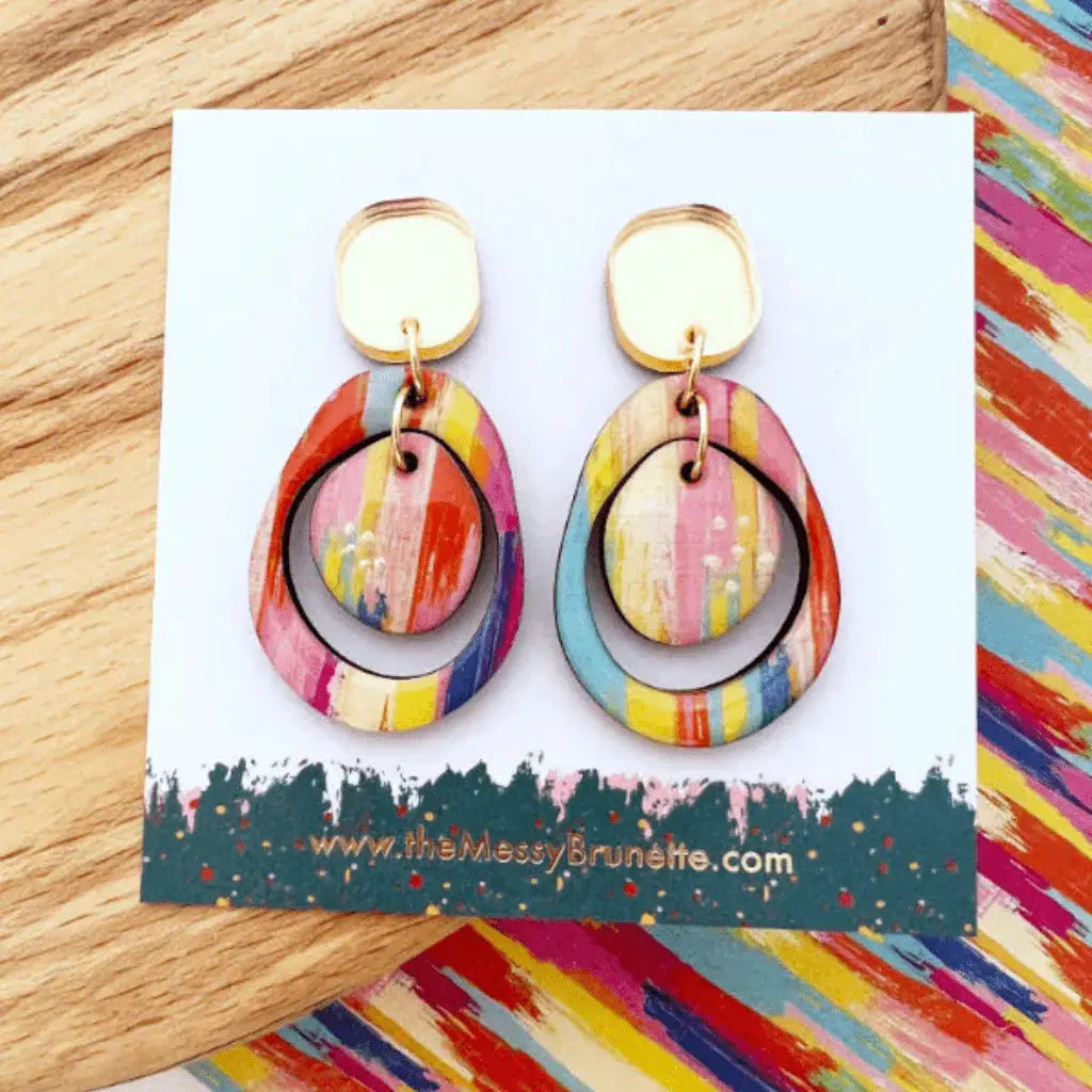 The Messy Brunette The Messy Brunette - Colourful Paint Stripe Earrings