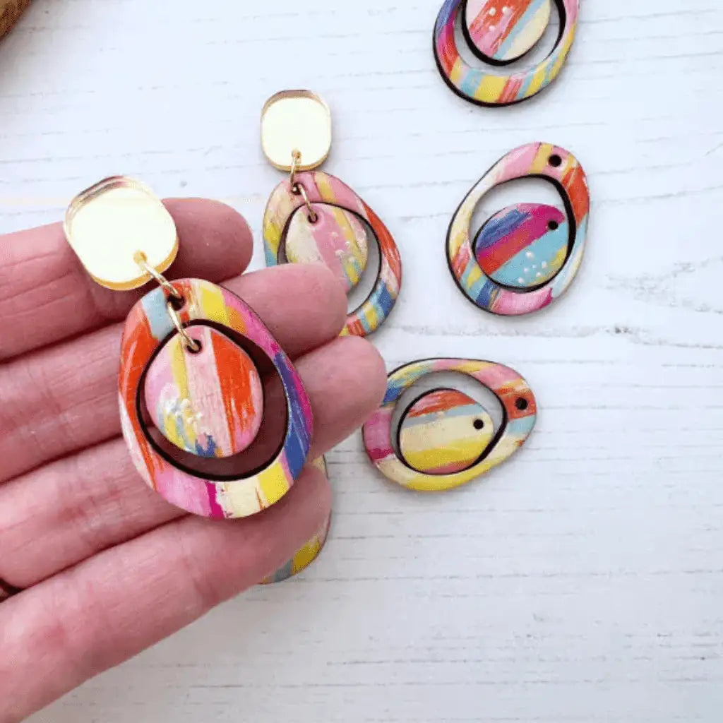 The Messy Brunette The Messy Brunette - Colourful Paint Stripe Earrings