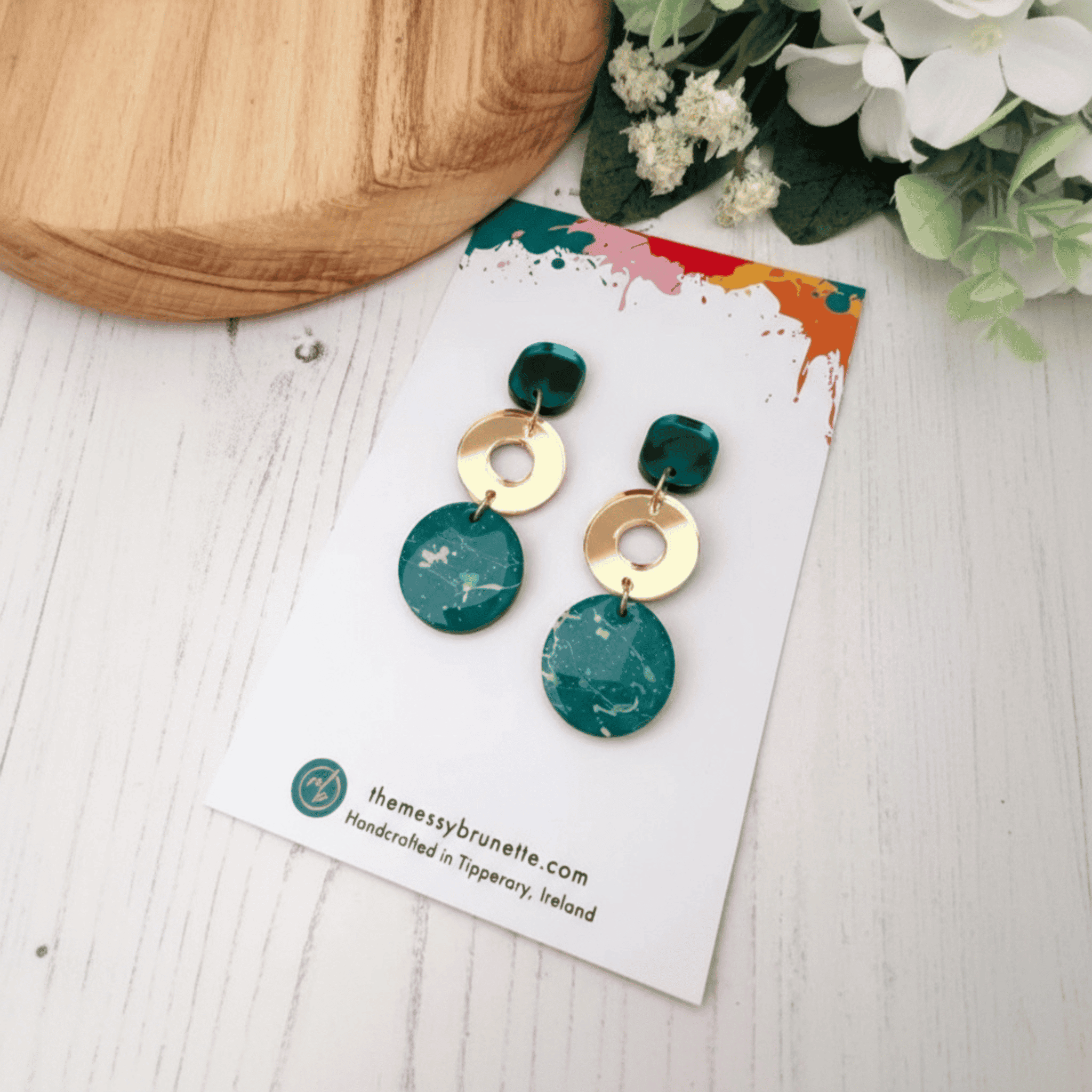 The Messy Brunette The Messy Brunette - Double Drop Earrings in Green