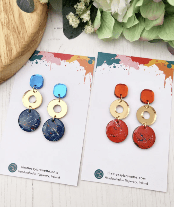 The Messy Brunette The Messy Brunette - Double Drop Earrings in Orange