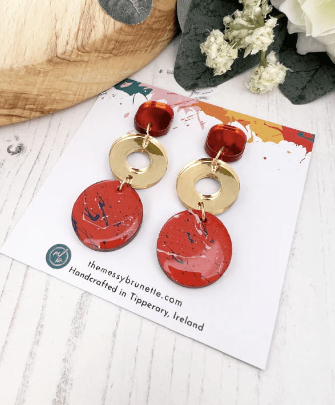 The Messy Brunette The Messy Brunette - Double Drop Earrings in Orange
