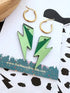 The Messy Brunette The Messy Brunette - Green Bolt Hoop Earrings