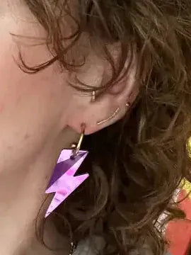 The Messy Brunette The Messy Brunette - Lilac Bolt Hoop Earrings