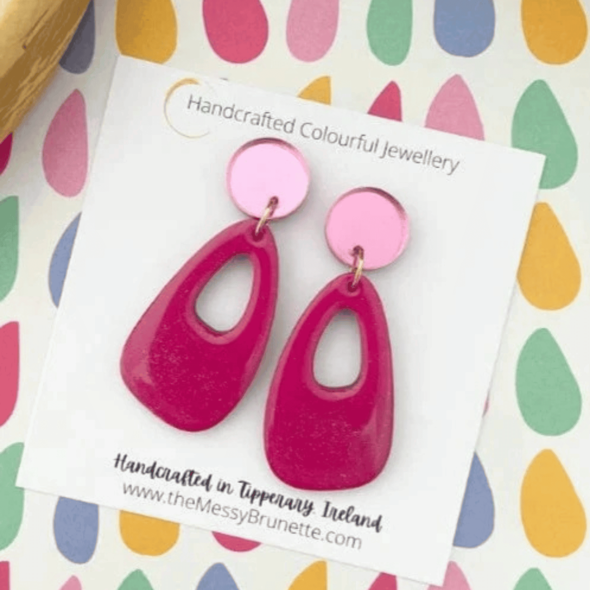 The Messy Brunette The Messy Brunette - Pop Drop Pink Earrings