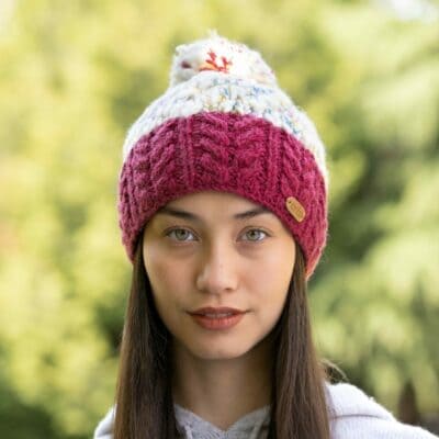 Erin Knitwear Uneven Wool Bobble Ladies Hat - Burnt Red