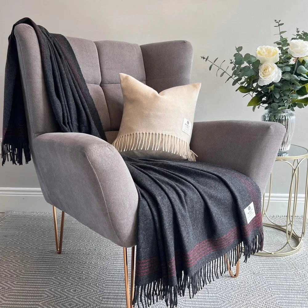 McNutt Wool Cashmere Throw - Charcoal and Paradise Throw