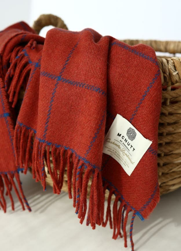 McNutt Wool Cashmere Throw - Paprika Windowpane
