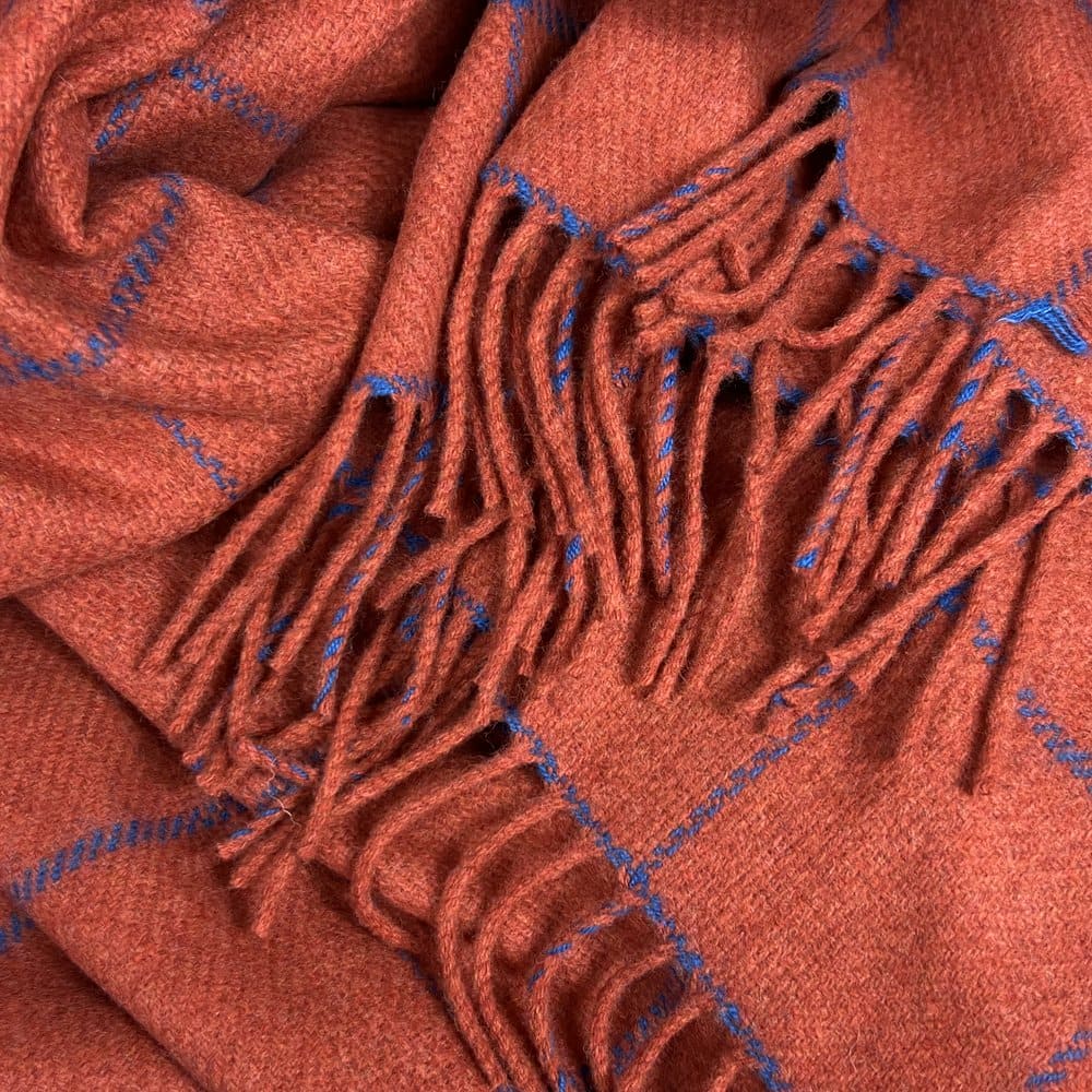 McNutt Wool Cashmere Throw - Paprika Windowpane