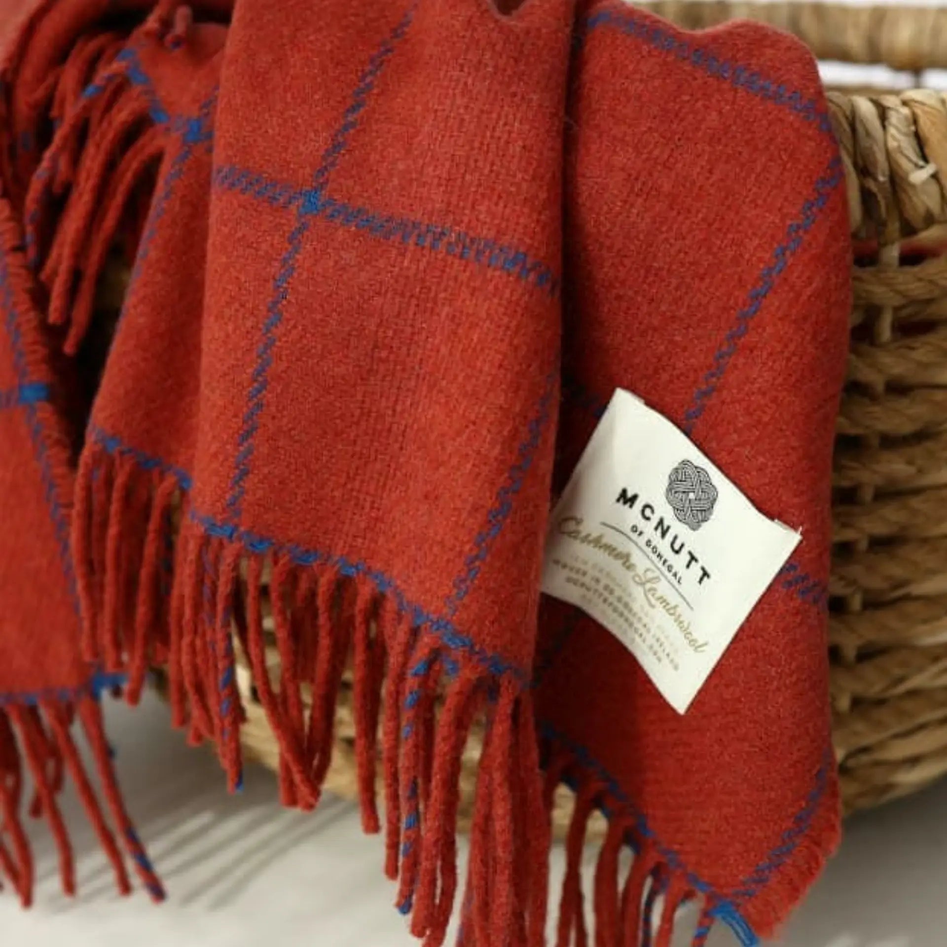 McNutt Wool Cashmere Throw - Paprika Windowpane