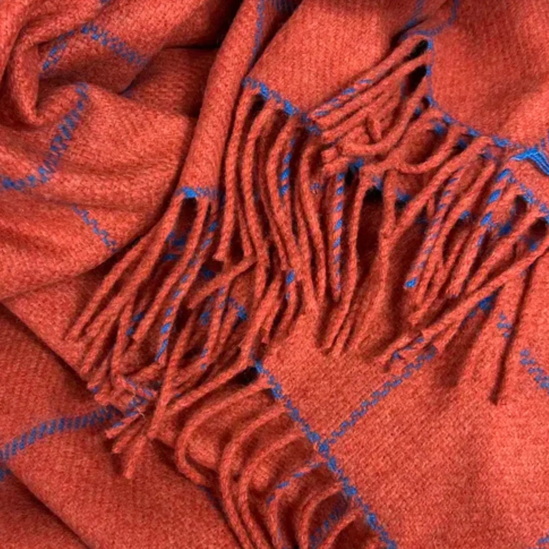 McNutt Wool Cashmere Throw - Paprika Windowpane