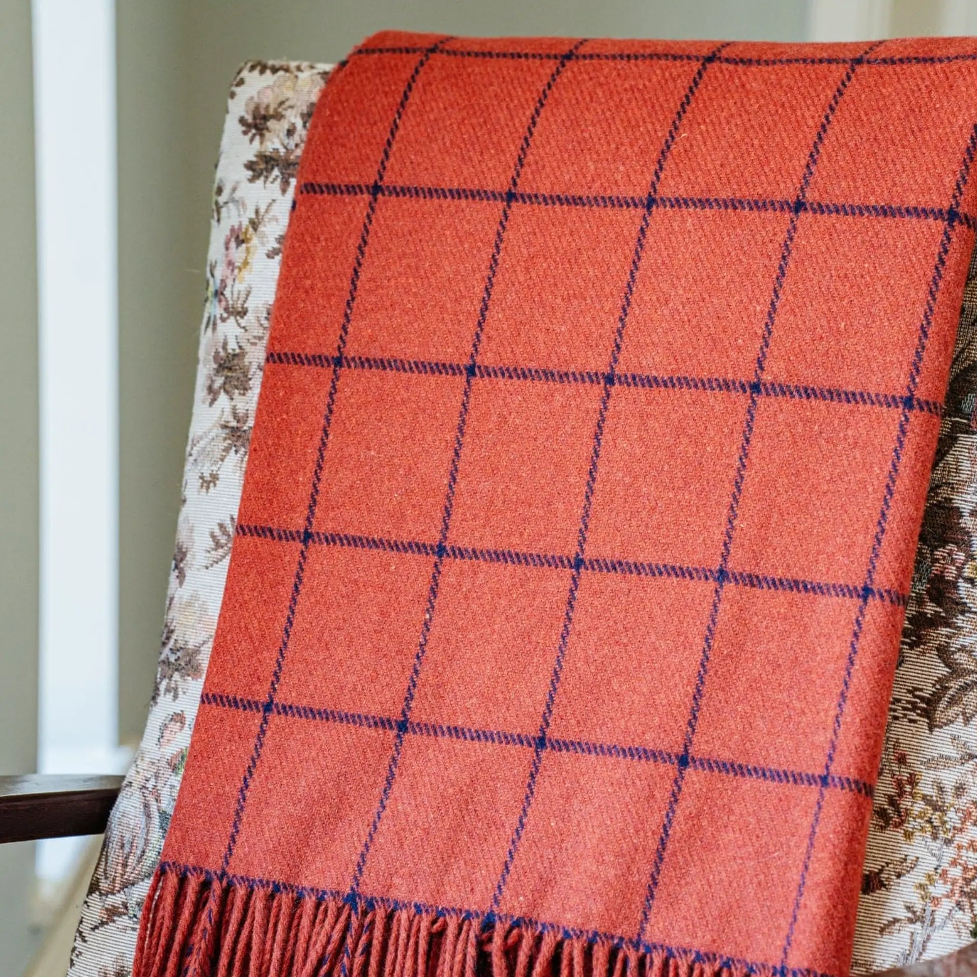 McNutt Wool Cashmere Throw - Paprika Windowpane