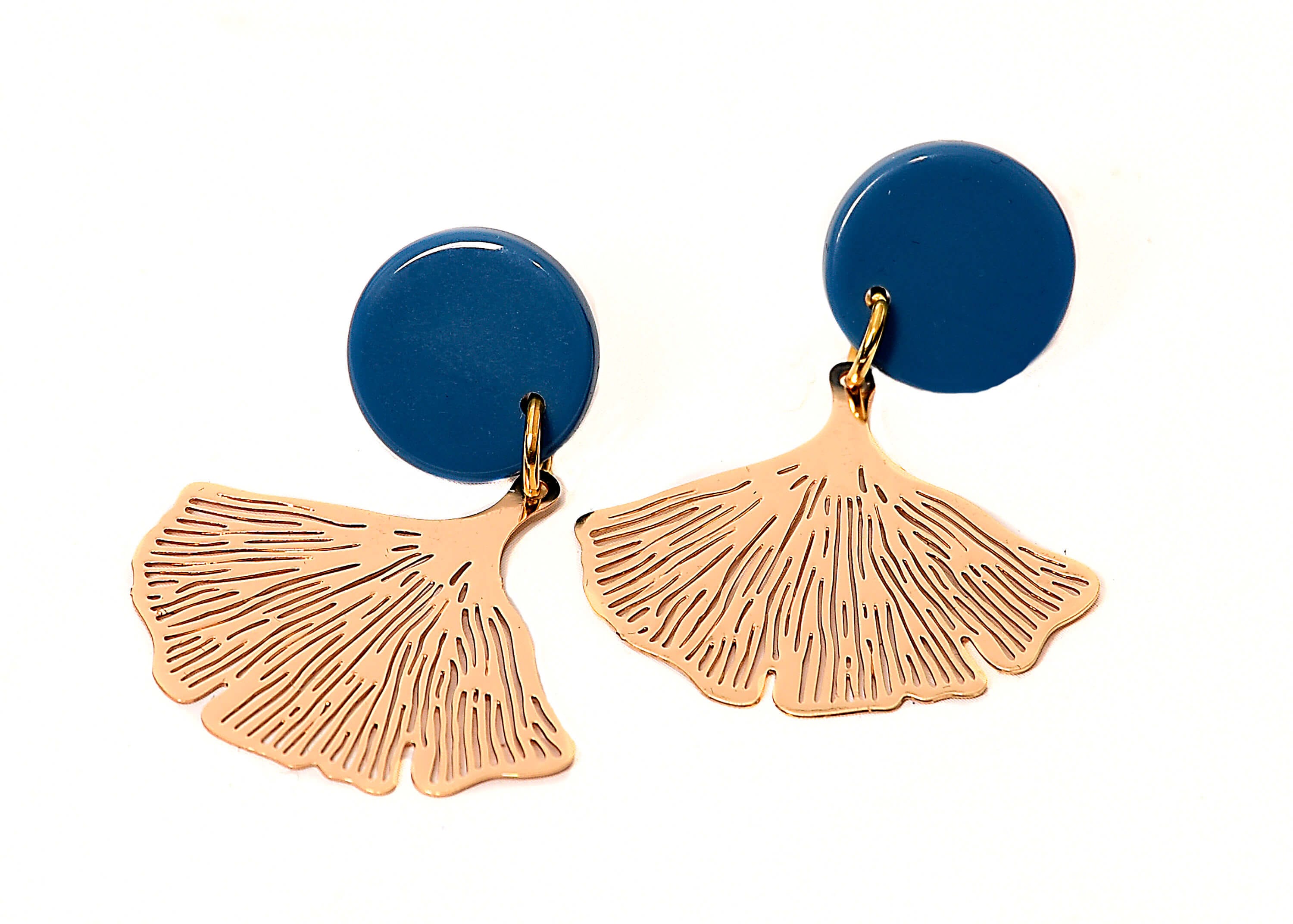 Sandia Dublin Ginko Leaf Earrings - Blue