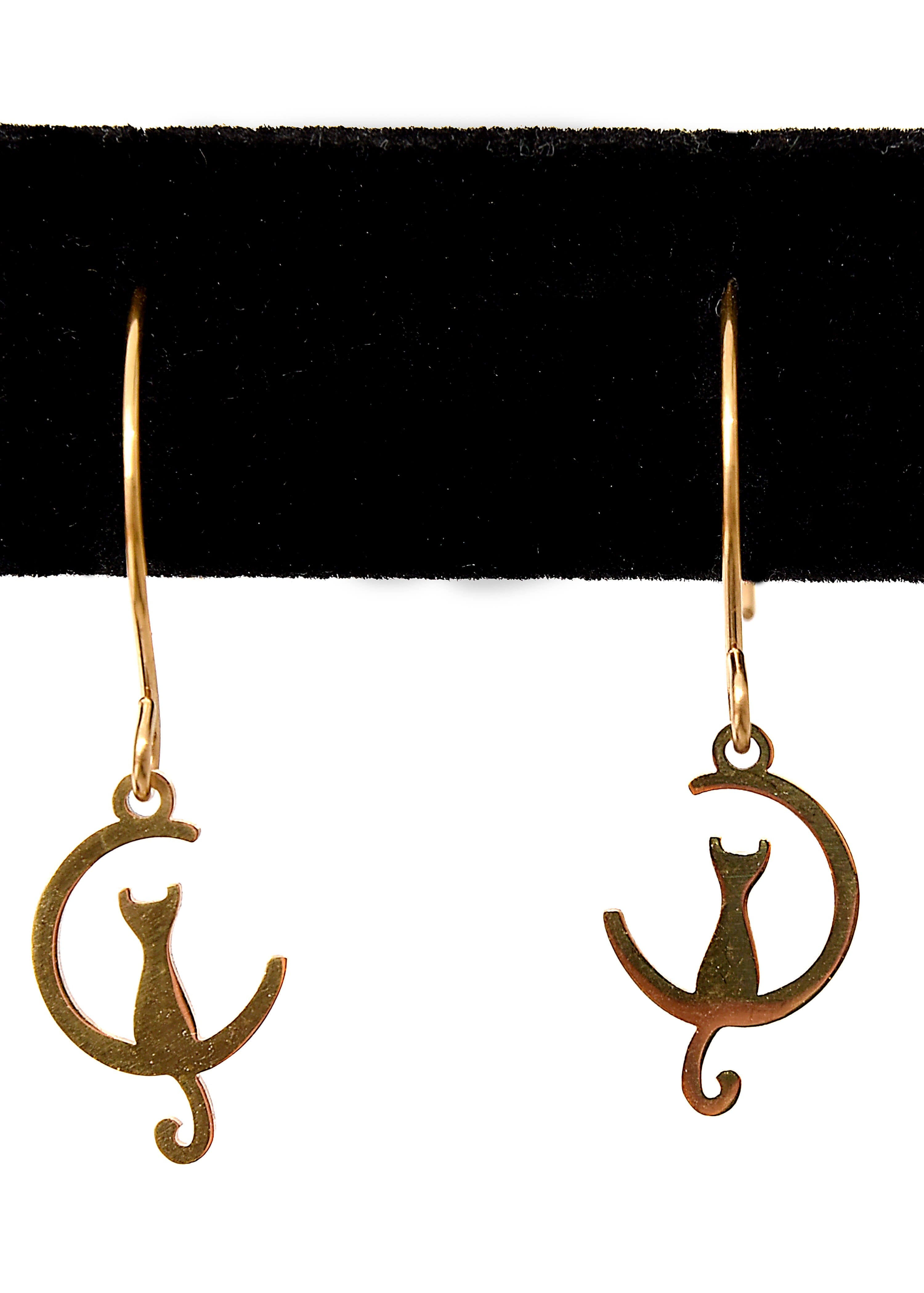 Sandia Dublin Two Cats on the Moon Earrings