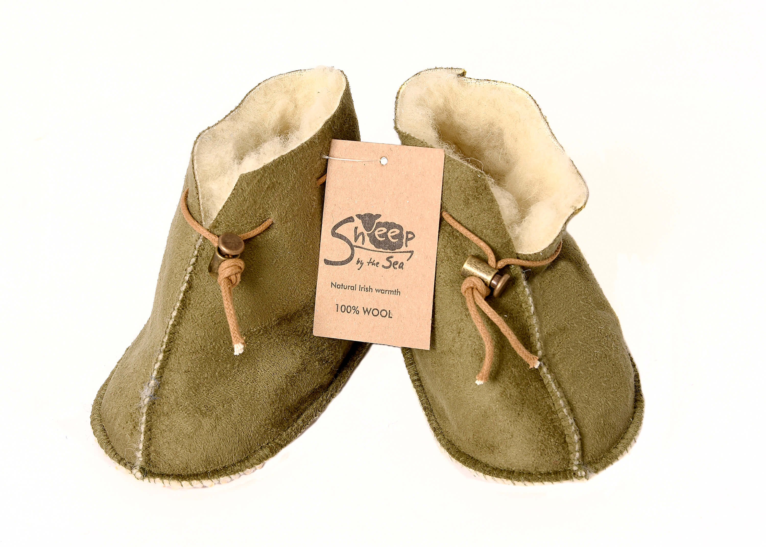 Velour Baby Slippers - Green