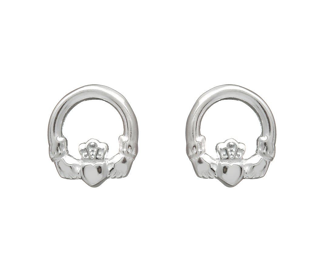 Claddagh Stud Earrings - Sterling Silver
