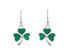 Shamrock Drop Earrings - Sterling Silver and Green Cz Stones