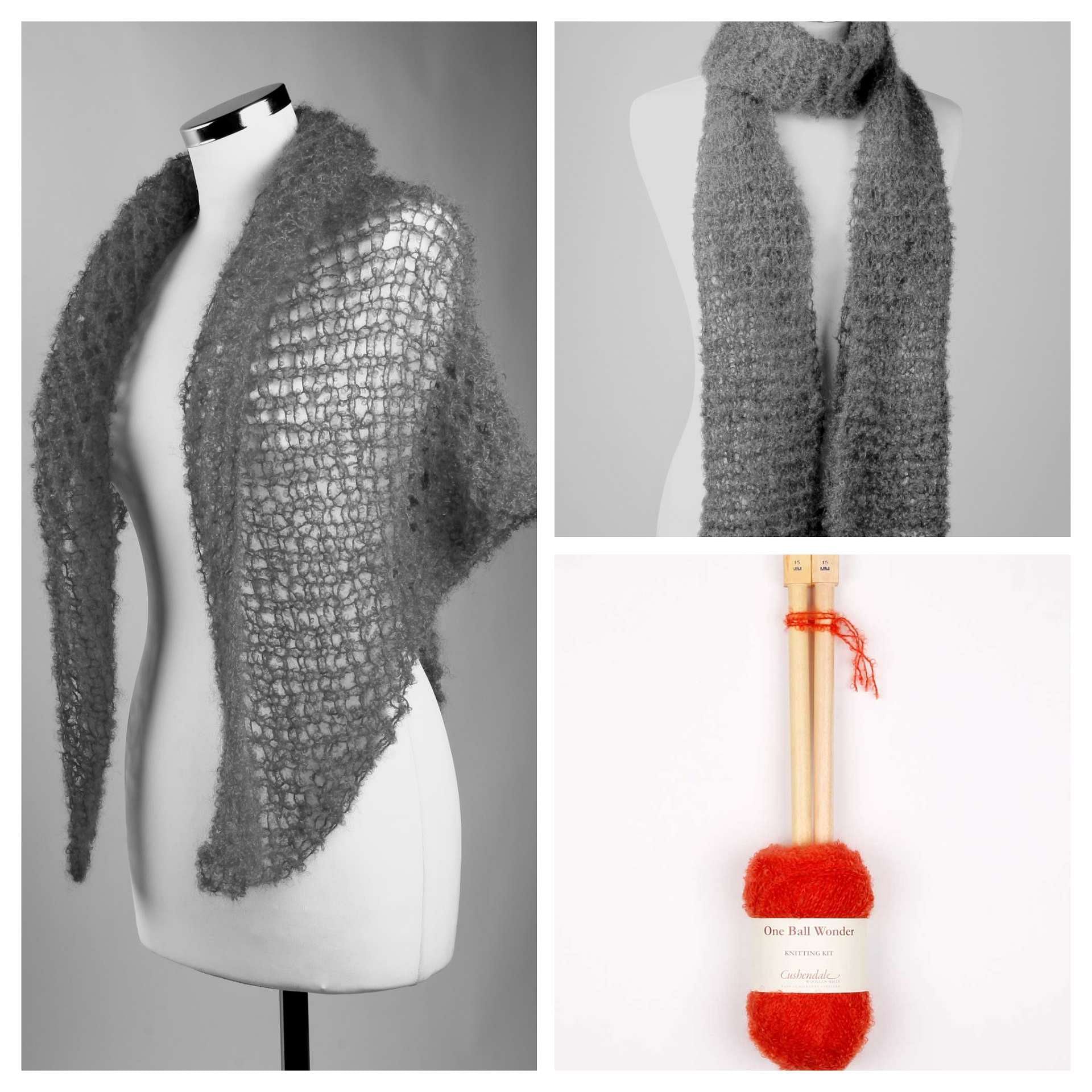 Cushendale Mohair Scarf/Shawl Knitting Kit - Poppy