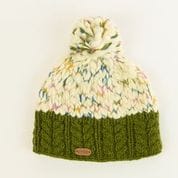Uneven Wool Bobble Ladies Hat - Green