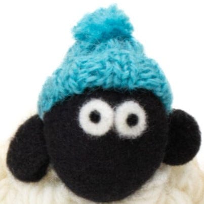 Knitted Sheep Collectable with Bobble Hat