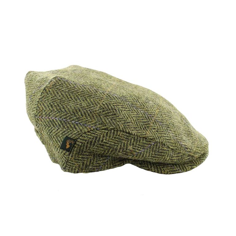 Mens Tweed Flat Cap - Trinity Cap Light Green