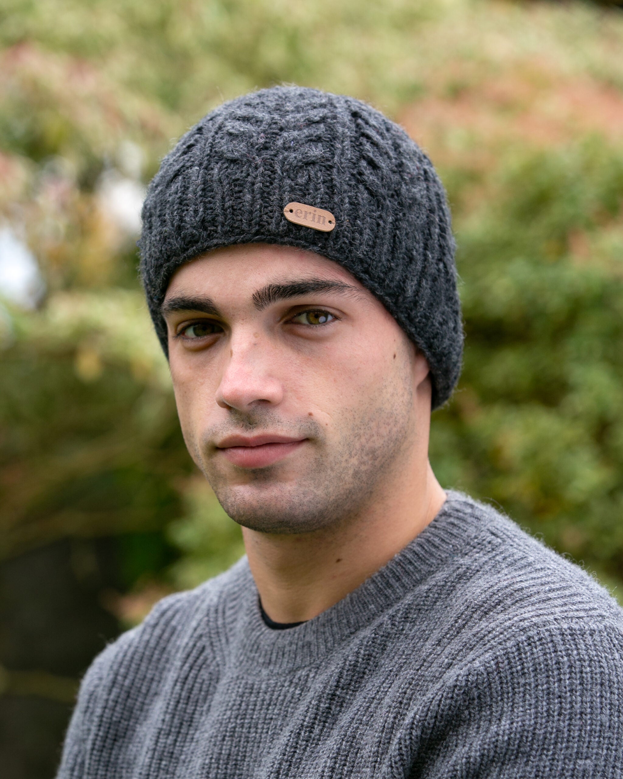 Aran Cable Charcoal Pullon Hat
