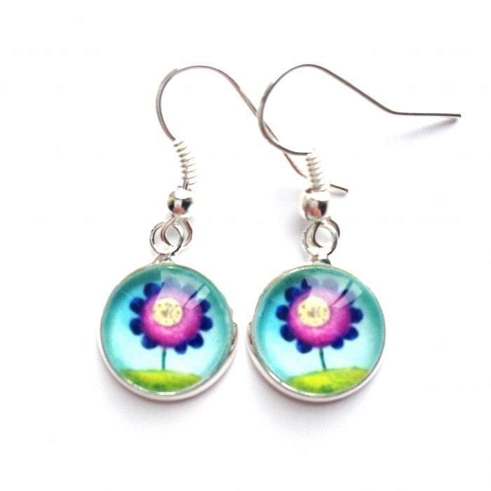 Amélie Gagne Studio Dangle Earrings - Purple Flower