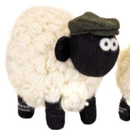 Knitted Sheep Collectable with Green Tweed Cap