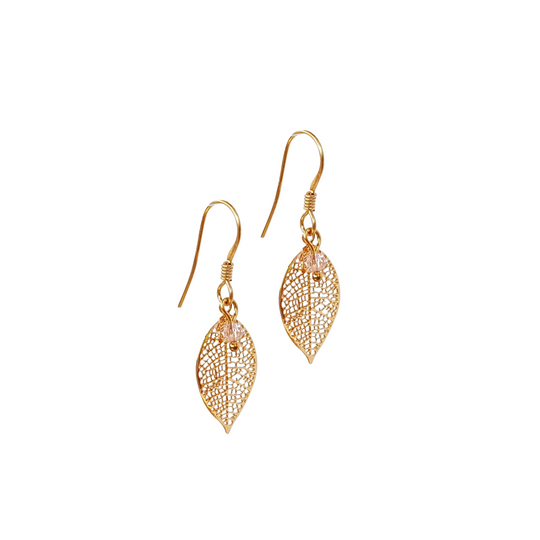 Melanie Hand Earrings - Filigree Leaf Earrings, Small