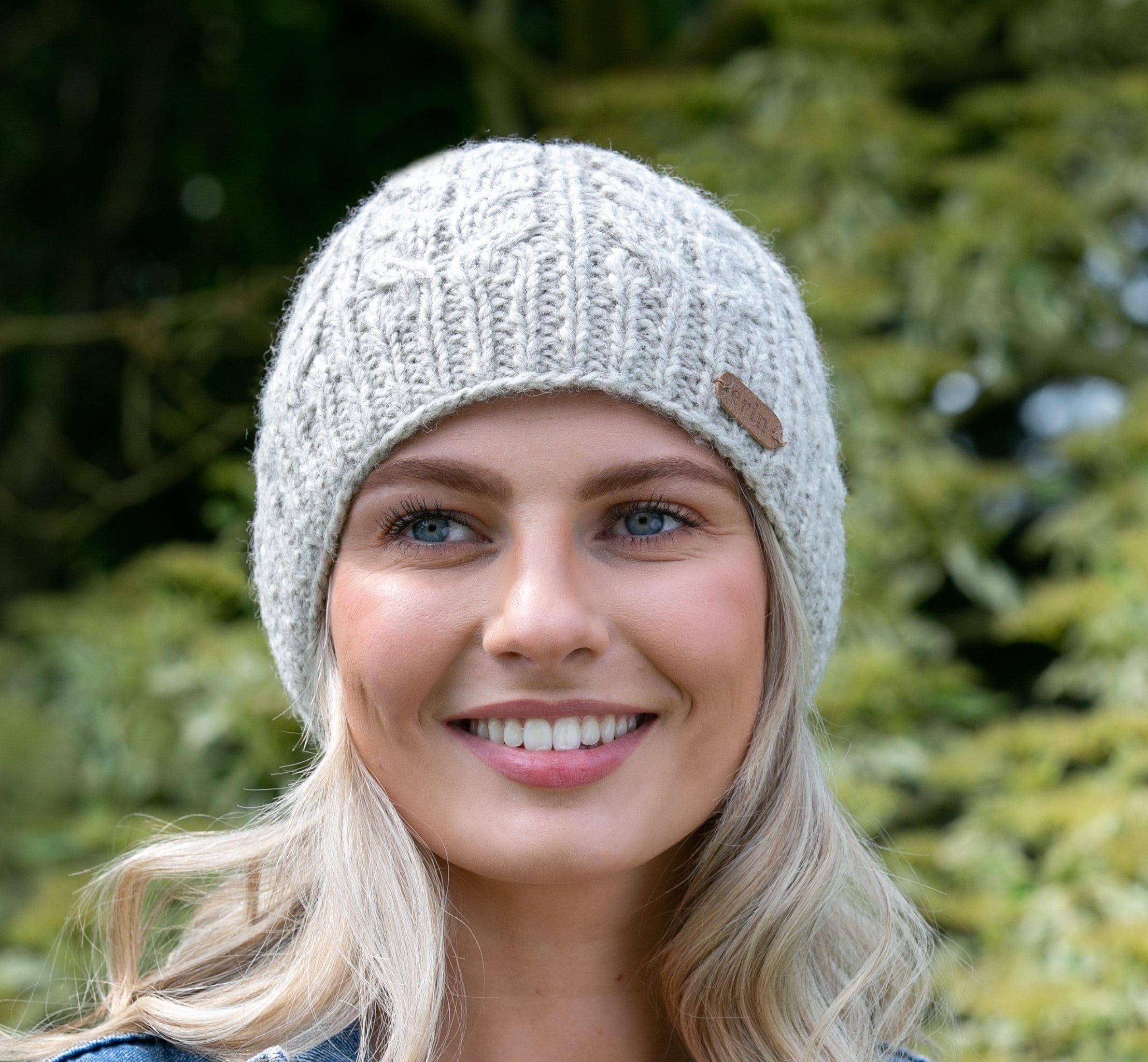 Erin Knitwear Aran Cable Pullon Hat - Oatmeal