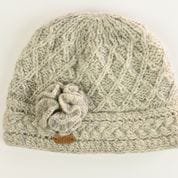 Erin Knitwear Aran Trellis Design Pullon Hat - Oatmeal