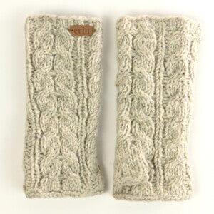 Aran Cable Wool Handwarmers - Oatmeal