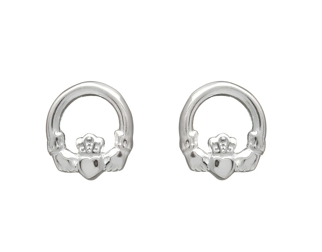 Woods Celtic Jewellery Claddagh Stud Earrings - Sterling Silver