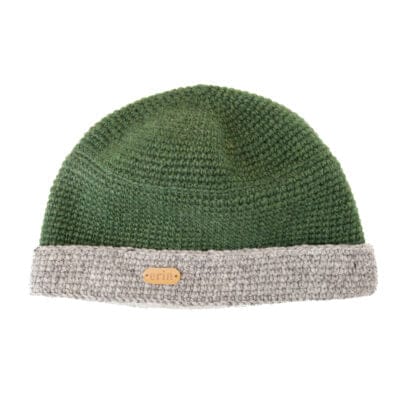 Erin Knitwear Crochet Turnup Hat - Green and Grey