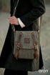 Aran Woollen Mills Double buckle Irish  tweed and leather bag