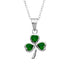 Woods Celtic Jewellery Green Shamrock Pendant - Glass and Sterling Silver