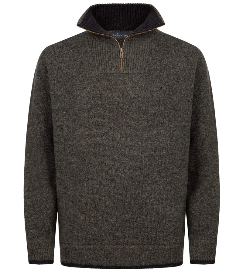 Irelands Eye Half zip Sweater Green Marl