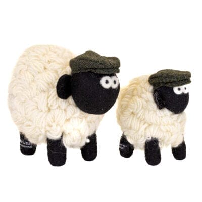 Erin Knitwear Knitted Sheep Collectable with Green Tweed Cap