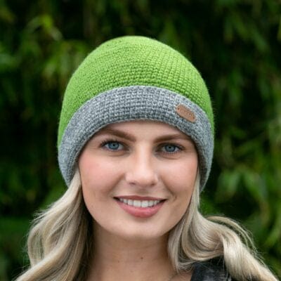 Erin Knitwear Ladies Crochet Turnup Hat Raspberry Ladies Crochet Turnup Hat - Green