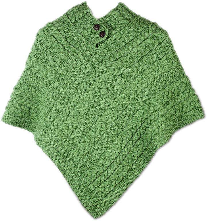 Aran Woollen Mills Ladies Merino Wool Poncho - Green